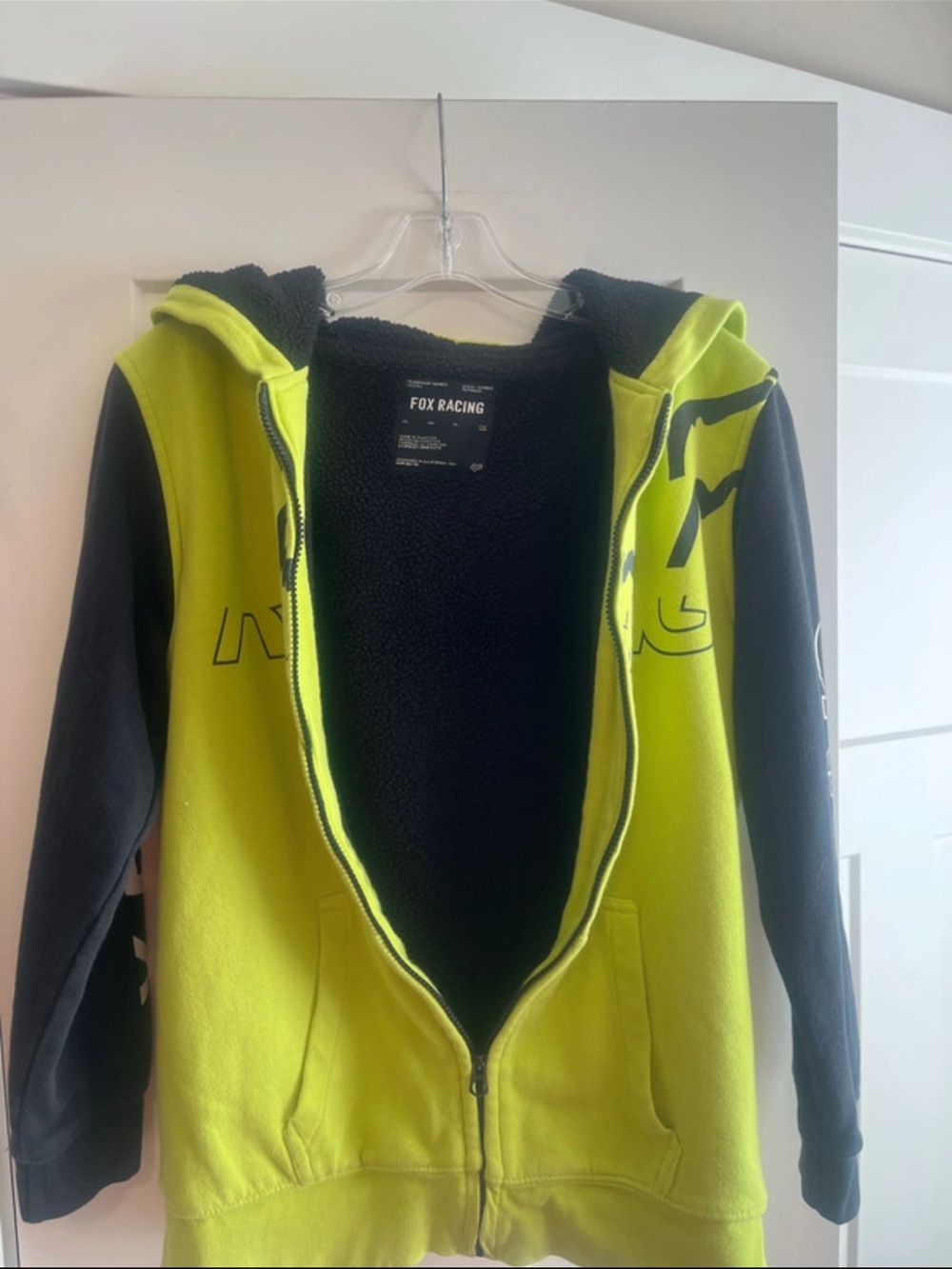 Fox youth XL Neon Yellow and Black Zip-Up Hoodie - Picture 6 of 8